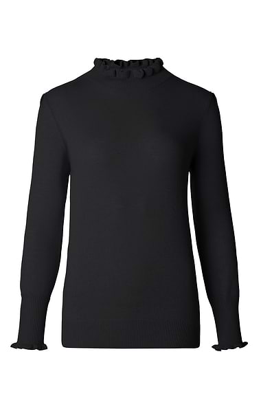 Ladies Merino & Cashmere Ruffle Neck Jumper