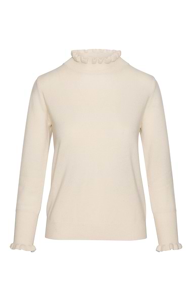 Ladies Merino & Cashmere Ruffle Neck Jumper