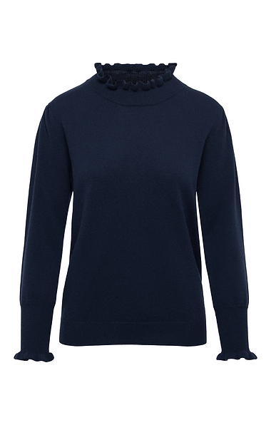 Ladies Merino & Cashmere Ruffle Neck Jumper