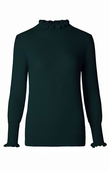 Ladies Merino & Cashmere Ruffle Neck Jumper