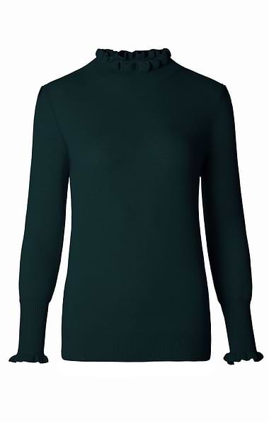 Ladies Merino & Cashmere Ruffle Neck Jumper