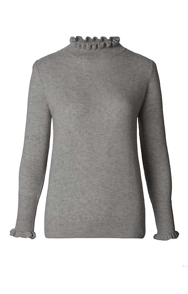 Ladies Merino & Cashmere Ruffle Neck Jumper