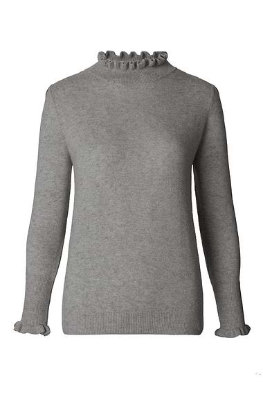 Ladies Merino & Cashmere Ruffle Neck Jumper