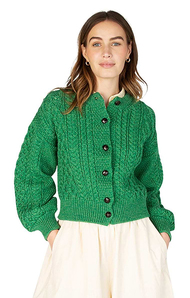 Ladies Clover Cropped Aran Cardigan