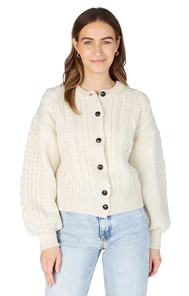 Ladies Clover Cropped Aran Cardigan