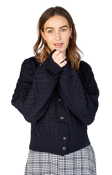 Ladies Clover Cropped Aran Cardigan