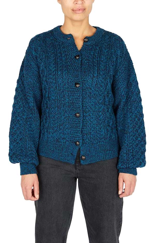 Ladies Clover Cropped Aran Cardigan