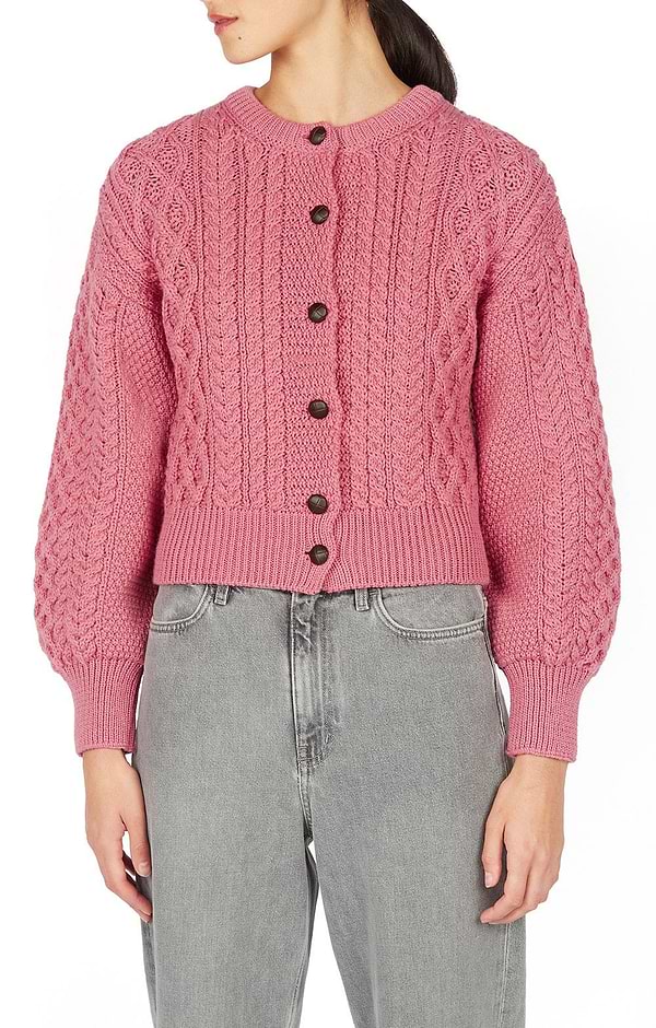 Ladies Clover Cropped Aran Cardigan