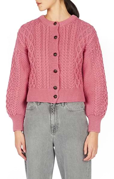 Ladies Clover Cropped Aran Cardigan