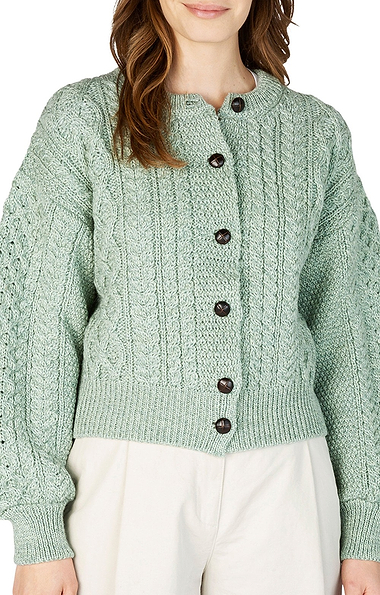 Ladies Clover Cropped Aran Cardigan