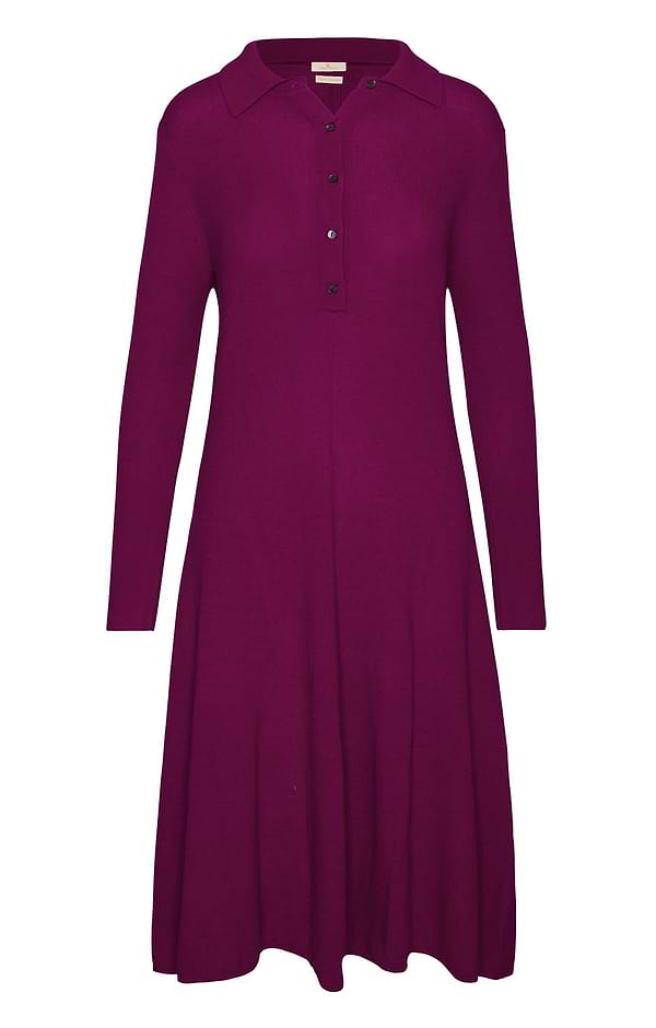 Ladies Merino Cashmere Shirt Neck Dress