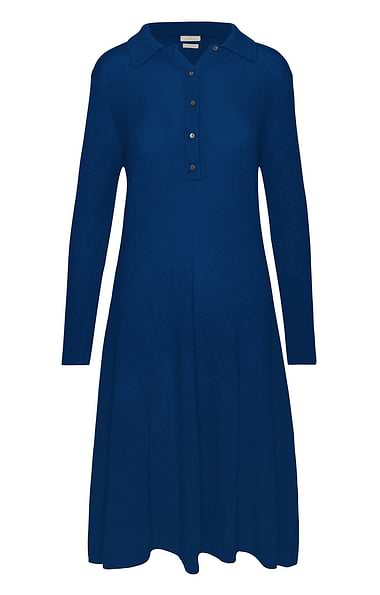 Ladies Merino Cashmere Shirt Neck Dress