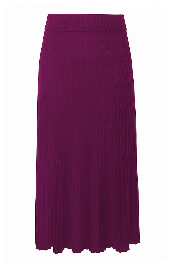 Ladies Merino Cashmere Pleat Skirt