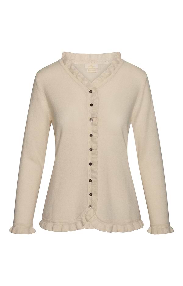 Ladies Merino Cashmere Ruffle Cardigan