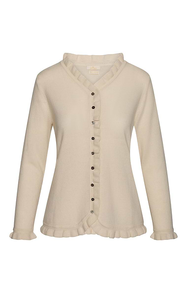 Ladies Merino Cashmere Ruffle Cardigan