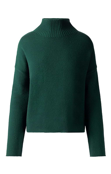 Ladies Merino & Cashmere Crop Funnel Neck Jumper
