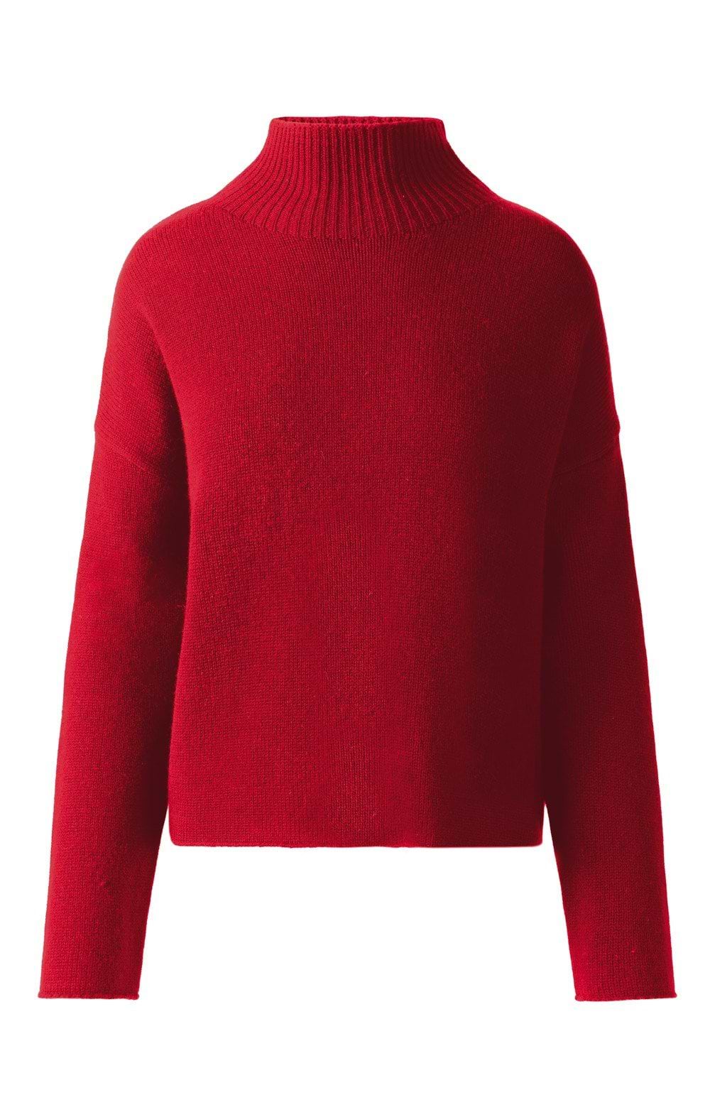Ladies Merino & Cashmere Crop Funnel Neck Jumper
