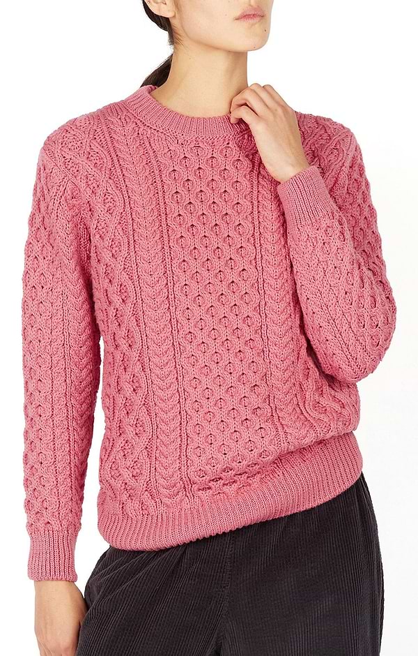 Ladies Blasket Honeycomb Stitch Aran Sweater