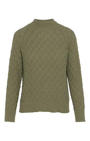 Ladies Cotton Pointelle Turtle Neck Jumper