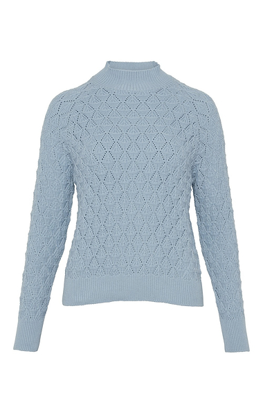 Ladies Cotton Pointelle Turtle Neck Jumper