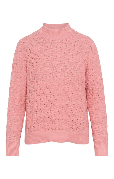 Ladies Cotton Pointelle Turtle Neck Jumper