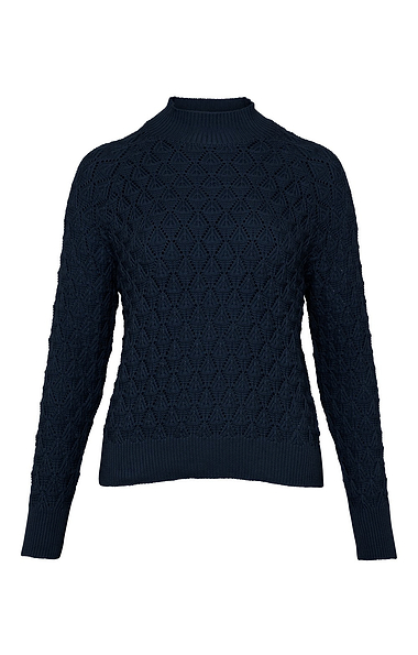 Ladies Cotton Pointelle Turtle Neck Jumper