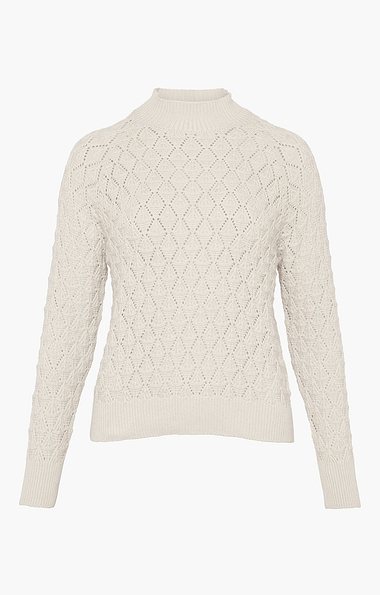 Ladies Cotton Pointelle Turtle Neck Jumper