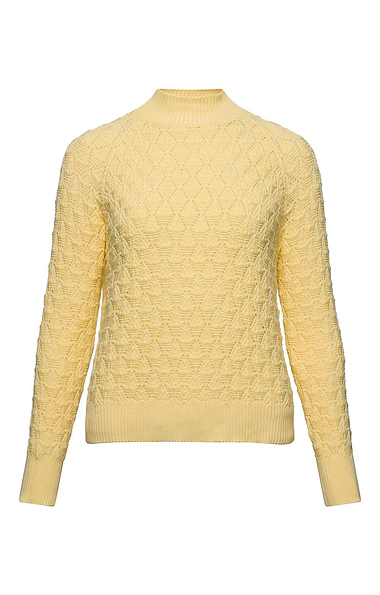 Ladies Cotton Pointelle Turtle Neck Jumper