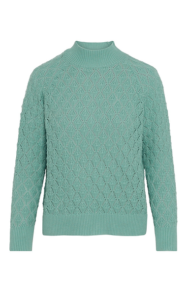 Ladies Cotton Pointelle Turtle Neck Jumper