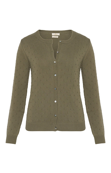 Ladies Cotton Pointelle Cardigan