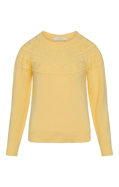 Ladies Cotton Pointelle Yoke Crew