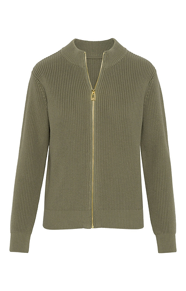 Ladies Cotton Rib Knit Zip Jacket
