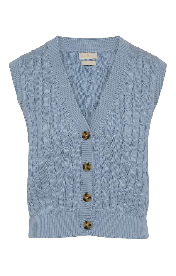 Ladies Cotton Cable Knit Waistcoat