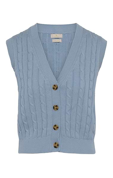 Ladies Cotton Cable Knit Waistcoat