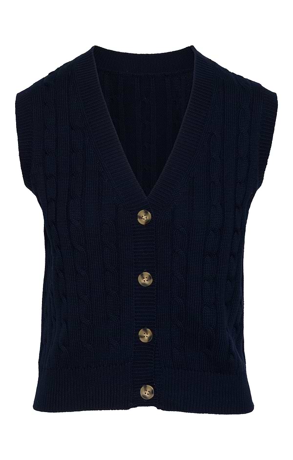Ladies Cotton Cable Knit Waistcoat