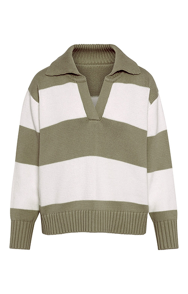 Ladies Cotton Stripe Oversized Shirt Jumper