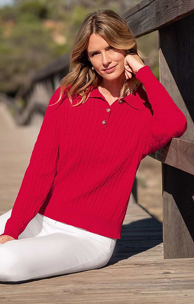 Ladies Babycable Shirt Jumper