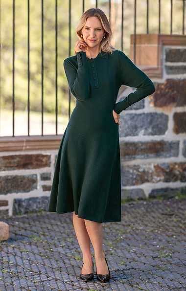 Ladies Merino Cashmere Blanket Stitch Dress