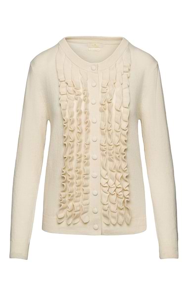 Ladies Merino Cashmere Frill Cardigan