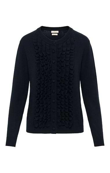 Ladies Merino Cashmere Frill Cardigan