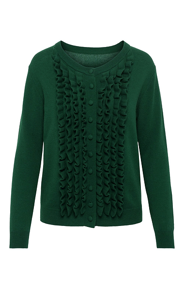 Ladies Merino Cashmere Frill Cardigan