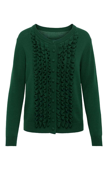 Ladies Merino Cashmere Frill Cardigan