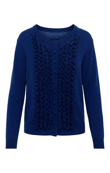 Ladies Merino Cashmere Frill Cardigan