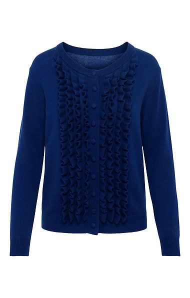 Ladies Merino Cashmere Frill Cardigan