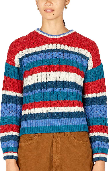 Ladies Wool Maya Multi Stripe Crew Neck