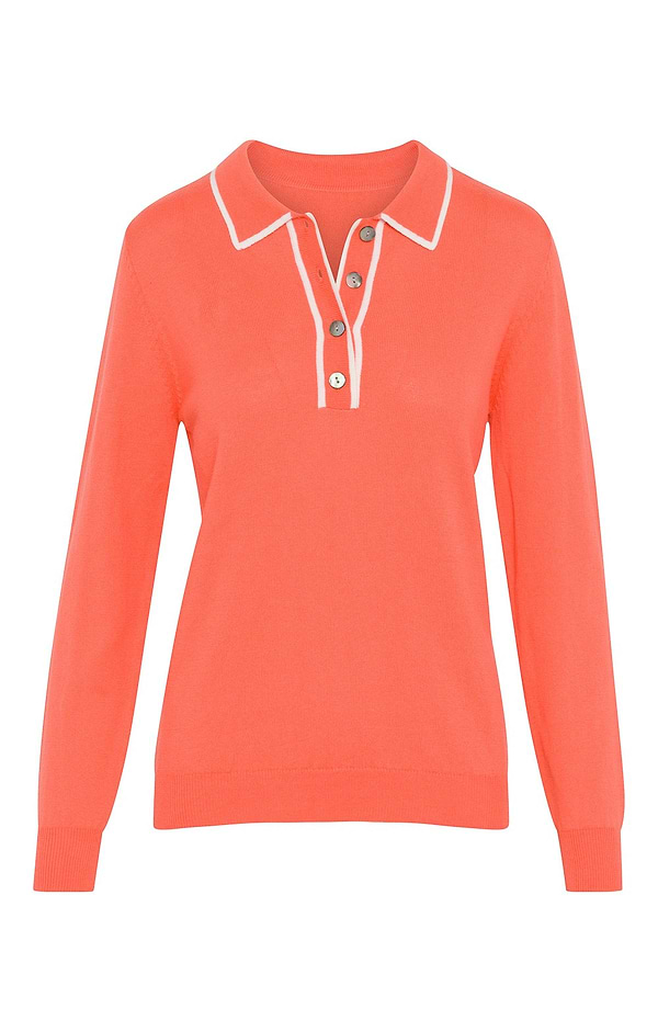 Ladies Cotton Cashmere Tipped Polo