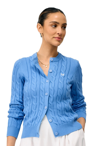 Ladies Crew Clothing Summer Heritage Cable Knit Cardigan