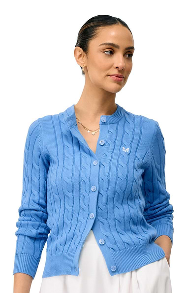 Ladies Crew Clothing Summer Heritage Cable Knit Cardigan