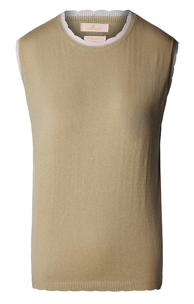 Ladies Cotton & Cashmere Tipped Slipover