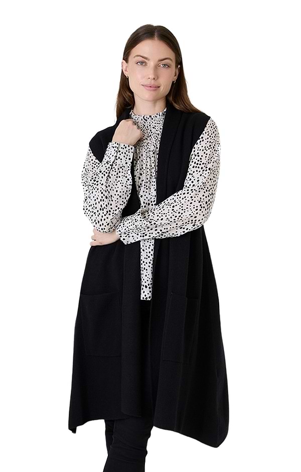 Soft Feel Doubleknit Roll Collar Gilet